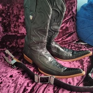 Wild West Boots genuine ostrich and belt